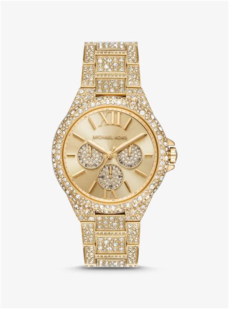 camille pave gold tone watch.